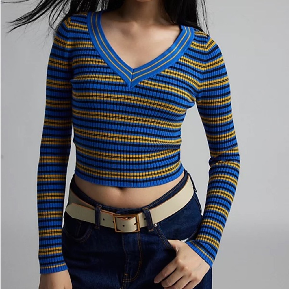 NWT Urban Outfitters BDG Addison V Neck Ribbed Knit Sweater
